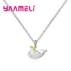 Colliers pendants animaux mignons petit collier de forme de baleine 925 Collier en argent sterling Simpel Desigh Bijoux accessoires d'anniversaire cadeaux
