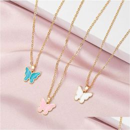 Hanger Kettingen Leuke Vlinder Ketting Choker Voor Vrouwen Party Gouden Lange Keten Sleutelbeen Koreaanse Verklaring Charms Sieraden Gift Dro Dhiim