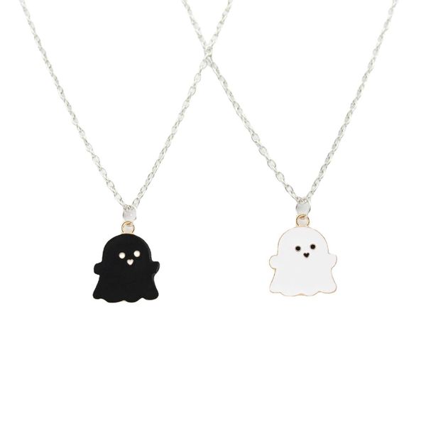 Collares colgantes Lindo fantasma de dibujos animados amistad pareja collares pendientes para la moda coreana mujeres hombres mejor amigo mujeres encantadoras collares joyería Z0321