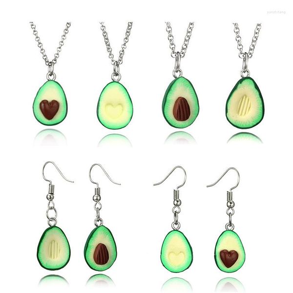 Pendentif Colliers Mignon Dessin Animé Vert Avocat Jumelé Couple Collier Bff Ami Amitié Kawaii Cou Chaîne Colliers Bijoux