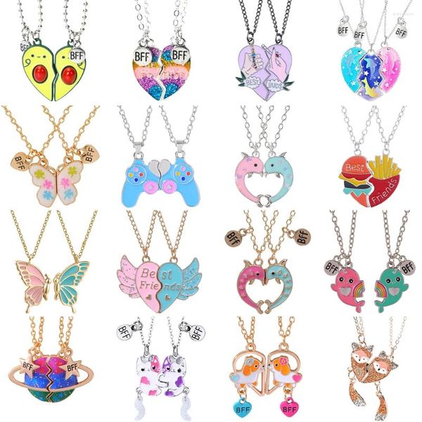 Pendentif Colliers Mignon Chat Coeur Aimant Pour Femmes Filles Kawaii Amis Neko Doggy Animal Chaîne BFF Amitié Bijoux Cadeaux