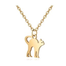 Hanger kettingen schattige kattenketting voor vrouwen mannen roestvrij staal goud sier eenvoudig ontwerp huisdier charme verstelbare sieraden drop levering dhljv