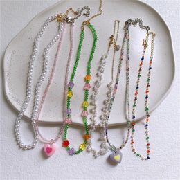 Hanger Kettingen Leuke Kleurrijke Kristal Kralen Kids Ketting Bloem Meisjes Sleutelbeen Keten Zomer Hart Strand Cosplay Sieraden Kinderen Speelgoed