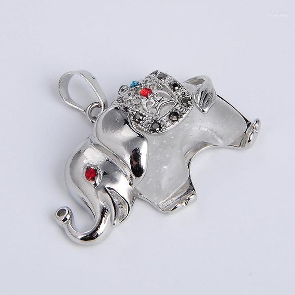 Pendentif Colliers Mignon Éléphant Animal Roche Naturelle Blanc Quartz Pierre Collier Pour Femmes Amoureux Coloré Cristal De Mode Bijoux Elle22