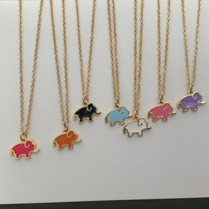 Pendentif Colliers Mignon Émail Petit Éléphant Forme Charme Collier De Mode Or Couleur Cuivre Chaîne En Acier Clavicule Collier Ras Du Cou Bijoux