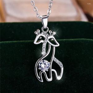 Colliers pendants Collier de girafe en pierre de cristal mignonne bijoux de mariage vintage pour les femmes cadeaux de la fête des mères