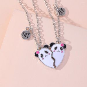 Pendentif Colliers Mignon Demi-Cœur Panda Collier Assorti Ensemble Pour 2 BFF Charme Amis Ras Du Cou Filles Garçons Amitié Fête Souvenir