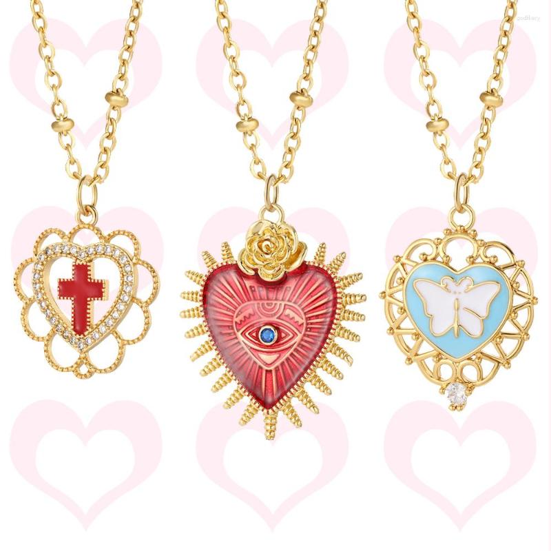 Pendant Necklaces Cute Heart Betterfly Cross Necklace For Women Romantic Gold Color Chain Stainless Steel Choker Trendy Jewelry