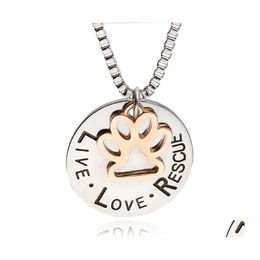 Pendentif Colliers Mignon Live Love Rescue Lettrage Collier Animal Chat Chien Empreinte De Patte Personnalisé Pour Femmes Hommes S Bijoux De Mode Dro Otlqo