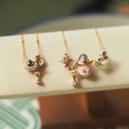 Pendentif Colliers Mignon Belle Pomme Hérisson Émail Glaze Animal Fleur Fruit Bijoux Pour Femmes