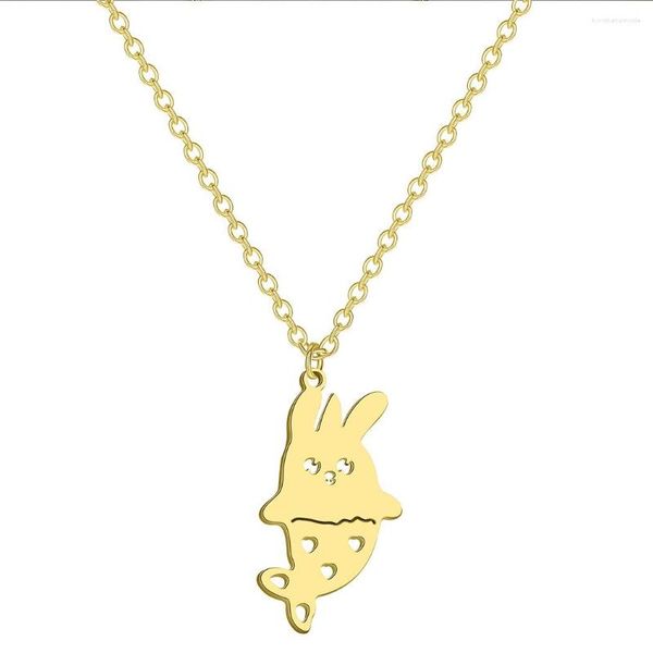 Pendentif Colliers Mignon Collier En Acier Inoxydable Pet Lièvre Bébé Animal Sirène Bande Dessinée Chaîne Ras Du Cou Pour Filles Enfants Bijoux