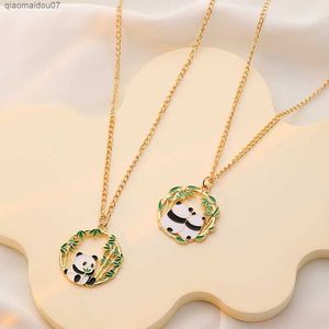 Pendentif colliers Collier pendentif panda mignon adapté aux femmes animaux mignons panda bambou amulette collier bijoux bricolage accessoires cadeaux pour enfants L2404