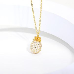 Colliers pendants Collier à l'ananas mignon pour femmes Lover's Gold Color Crystal Fruits Engagement Bijoux en gros