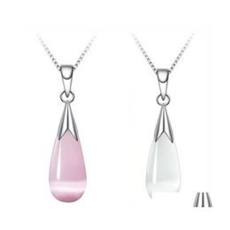 Hanger kettingen schattige roze witte opaal kattenogen stenen water drop ketting hangers kerstcadeau voor vrouwen en meisje 69 d3 levering j dhvud