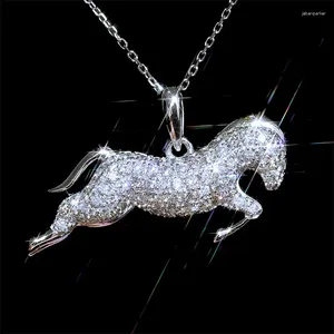 Colliers pendants mignon poney anniversaire cadeau Collier incrusté cristal zircon pierres de mode