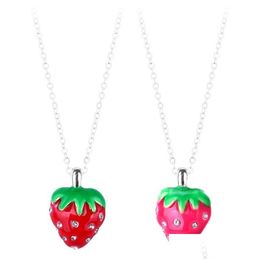 Colliers pendentif mignon rouge Stberry pendentif collier clair cristal couleur court clavicule tour de cou pour fille enfants cadeau bijoux goutte Deli Dhsrx