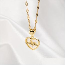 Hanger kettingen schattig romantisch hart kloppend voor je geen fade goud kleur roestvrij staal vrouwen dames elegante sieraden drop d dhxo6