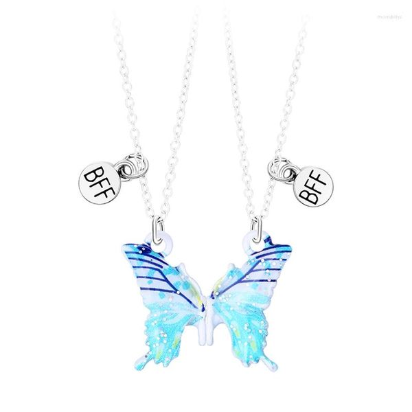 Pendentif Colliers Mignon Simple Papillon Forme Chaîne Amis Collier BFF Amitié Enfants Bijoux Cadeau Pour Les Filles