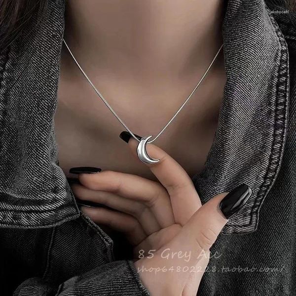 Pendentif Colliers Mignon Simple Lune Pour Les Femmes Bohême Couleur Argent Chaîne Collier Ras Du Cou Bijoux Bijoux Collares En Gros