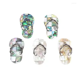 Pendentif Colliers Mignon Pantoufle Forme Shell Charme Abalone / Gris / Blanc Bijoux Trouver Pour La Fabrication De Collier