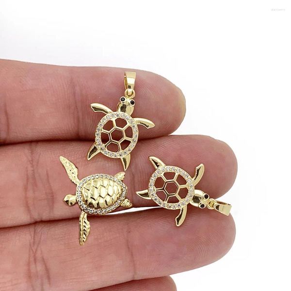 Pendentif Colliers Mignon Summer Sea Turtle Collier CZ Zircon Plaqué Or Animal Tortue Accessoires Hip Hop Party Cadeau Bijoux Fabrication