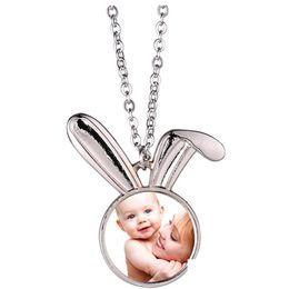 Pendentif Colliers Mignon Transter Thermique Sublimation Blanc Lapin Collier Designer Bijoux DIY Sier Plaqué Femmes Hommes Ras Du Cou Bébé Maman Dhr7N