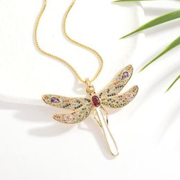 Hanger kettingen schattige dames sieraden koper micro-ingelegde zirkoon insecten insect dragonfly net rood temperament ketting feestvakantie cadeaupen