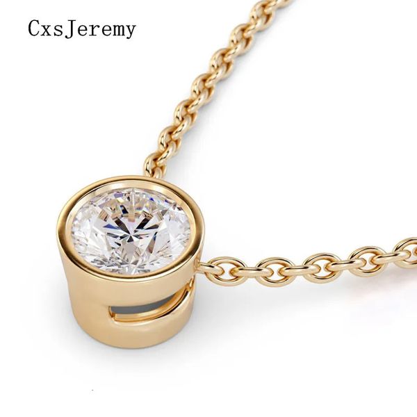 Pendentif Colliers CxsJeremy Solide 14K 585 Centre d'or jaune 08ct 60mm DEF Couleur Collier de diamant cultivé en laboratoire pour femmes 231130