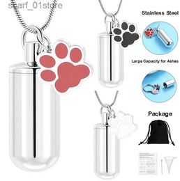 Collier d'urne cylindrique avec panneau P personnalisé, pendentif en acier inoxydable pour femmes/hommes, pour chien, chat, cendres, bijoux de crémation, vente en gros, L231123