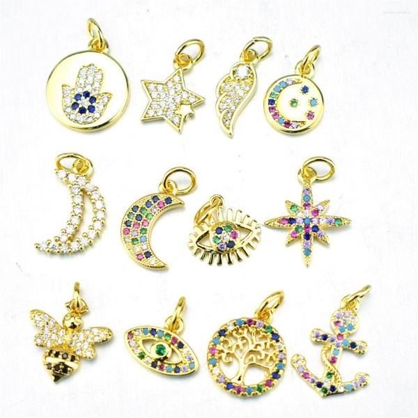 Collares pendientes CZ Charm Angel Wing Micro Zircon DIY Fabricación de joyas Collar Pulsera Accesorios Ancla de barco