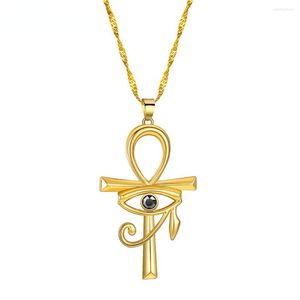 Pendentif Colliers CZ Oeil D'horus Egypte Charme Croix Collier Religieux Pour Femmes Ras Du Cou Bijoux Cadeau Avec Boîte Délicate