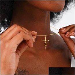 Pendentif Colliers Cz Foi Croix Collier Pour Femmes Christian Religion Bijoux Drop Delivery Pendentifs Dhz7X