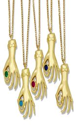 Hanger kettingen cz mode sieraden geschenken voor vrouwen kleurrijke zirkon klassieker collier main de fatma goud fatima hand choker necklac5785040