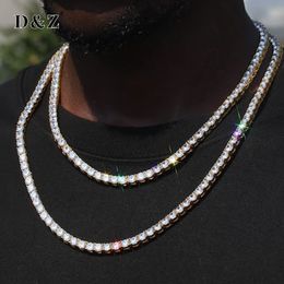 Pendentif Colliers D Z 3MM-6MM boucle de printemps glacé plein Zircon cubique 1 rangée chaîne de Tennis collier or argent couleur Hip Hop bijoux 221103