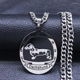 Hanger Kettingen Teckel Rvs Hond Ketting Vrouwen/Mannen Zwart Emaille Zilver Kleur Sieraden Gargantilla N3271S06