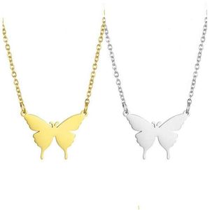 Colliers pendentifs Collier papillon délicat pour femmes en acier inoxydable pendentif Animal colliers bijoux cadeau livraison directe bijoux cou Dh19J