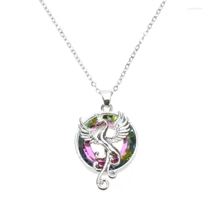 Pendentif Colliers Dainty Oiseau coloré pour femmes Cristal Mythologique