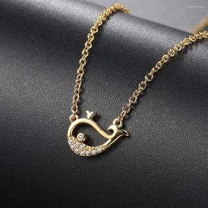 Pendentif Colliers Délicat Délicat Spouting Whale Collier Pour Femmes Mignon Animal De Bande Dessinée Chaîne Sur Le Cou Accessoires Femme Bijoux N109