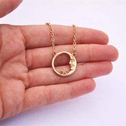 Pendentif Colliers Dainty Or Croissant De Lune Collier Étoile Pour Les Femmes Boho Fête Bijoux Cadeaux Femme Collier