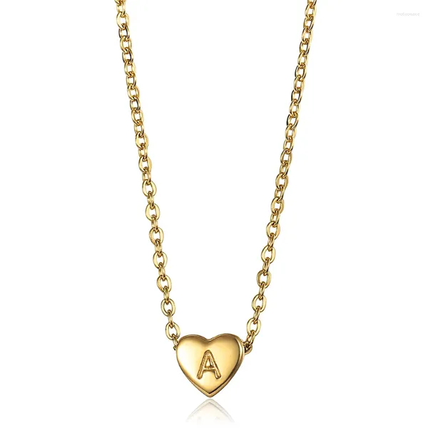 Collares colgantes Collar de letra inicial de corazón delicado para mujeres Niñas Tiny Love Gargantilla Acero inoxidable A-Z Alfabeto Joyería Regalo DKN653