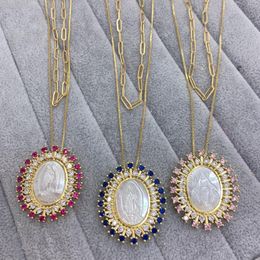 Hanger kettingen sierlijke meerlagige ovale medaille ketting religieuze maagd Maria guadalupe sieraden mode voor vrouwen