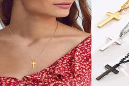 Colares de pingente colar delicado para mulheres de aço inoxidável crucifixo cadeia 20 polegadas jóias religiosas3664343