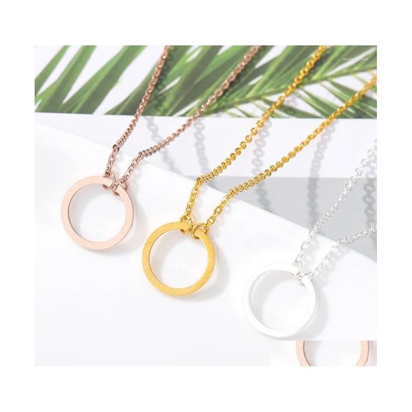 Pendentif Colliers Dainty Petite Eternité Karma Collier Amitié Cadeau Simple Cercle Rond Charme Ras Du Cou Graduation Bijoux Femmes Dro Dhy1R