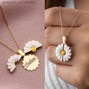 Hanger Kettingen Daisy Bloem Hanger Aangepaste Gegraveerde Naam Ketting Voor Vrouwen Ketting Choker Roestvrij Stalen Sieraden Gepersonaliseerde Moederdag CadeauL231218