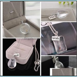 Hangende kettingen Dandeliezaad hanger ketting wens sieraden dubbelzijdig kristallen sieraden geïnspireerd cadeau voor vrouwen meisjes drop deliv dhxxk