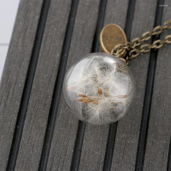 Pendentif Colliers Pissenlit Souhaitant Collier Véritable Boule De Cristal Clair À La Main Charme 2023 Cadeau De Noël