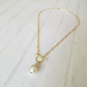 Pendentif Colliers Davini coréen Vintage collier de perles naturelles lien chaîne baroque minimaliste bijoux de mode pour les femmes MG244