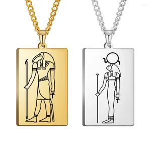 Pendentif Colliers Dawapara Collier de divinité égyptienne antique Dieu Horus Anubis Déesse Isis Amulette Bijoux en acier inoxydable