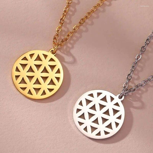 Collares colgantes Dawapara Buena suerte Filigrana Collar de flores Geometría sagrada de la vida Wiccan Amuleto Joyería de amistad de acero inoxidable