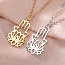 Colliers pendants dawapara hamsa main de Fatima Lotus Yoga Bouddha Collier Bonne chance bijoux en acier en acier inoxydable